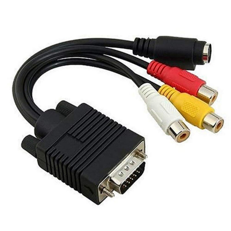 ANRANK High Performance VGA SVGA to S-Video 3 RCA Composite AV TV Out Adapter Converter Cable for PC Laptop - Image 1